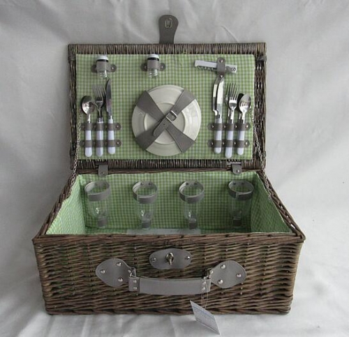 Picnic basket set,wicker picnic basket,wicker hamper, service for 1-2