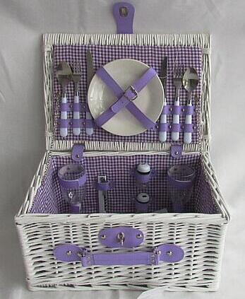 picnic basket set,wicker picnic basket,service for 2,customized available