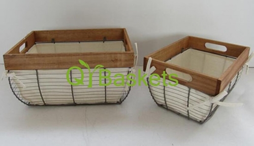 storage basket,gift basket,wire basket with liner,set of 2