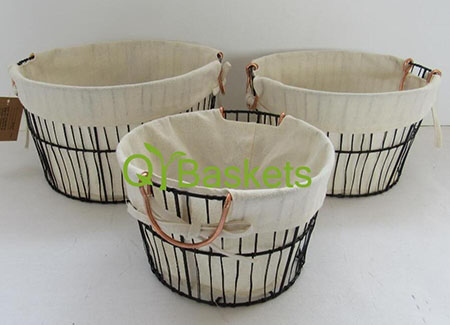 storage basket,gift basket,wire basket with liner,set of 3