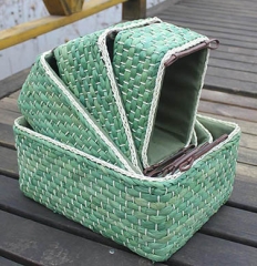 hand made maize storage basket gift basket with faux leather handle