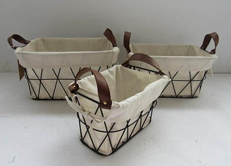 wire storage basket gift basket with PU handle