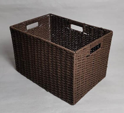 storage basket,laundry basket,3 handles,made of paper rope with metal frame