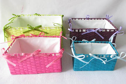 storage basket,gift basket,made of paper rope with fabric liner