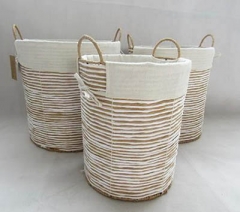 storage basket,laundry basket,made of paper rope with metal frame