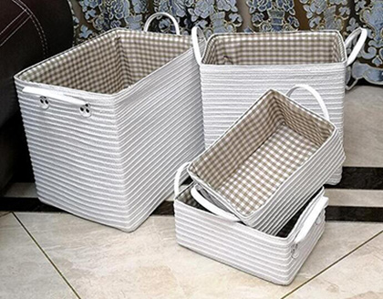storage baskets,laundry basket,PP straw baskets with leather handle,S/4