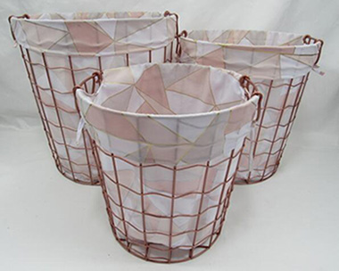 metal laundry basket,wired basket with fabric liner