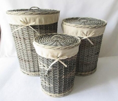 wicker storage basket,wicker laundry basket,S/3