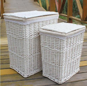 wicker laundry basket with cover,wicker storage basket,set of 2