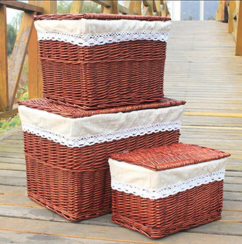 wicker storage basket cover set of 3