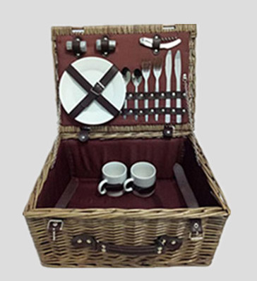 willow picnic basket set,picnic hamper,service for 2