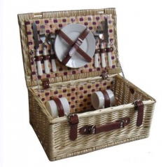 willow picnic basket with wine carrier,wicker picnic hamper,service for 2 or 4