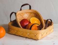 wooden chip storage basket fruit basket bread basket