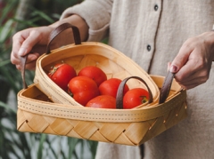 wooden chip storage basket fruit basket bread basket