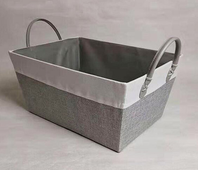 storage basket gift basket fabric basket with leather handle