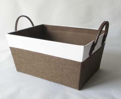 storage basket gift basket fabric basket with leather handle