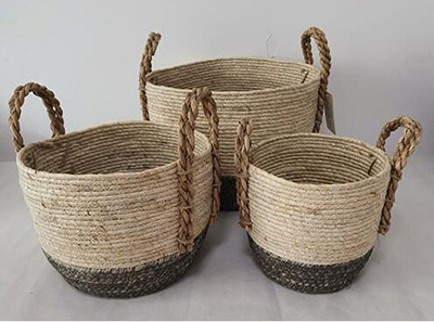 maize and rush flower pot hand made