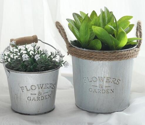 Metal Plant Pot & Atificial Flower Jug