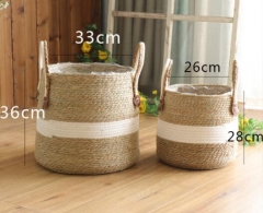 100% hand woven rush plant pot flower pot with plastic liner