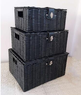 resin wicker storage basket gift hamper set of 3