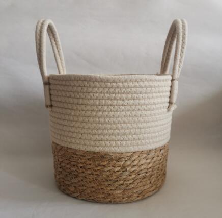hand made rush & cotton rope plant pot flower pot with plastic liner